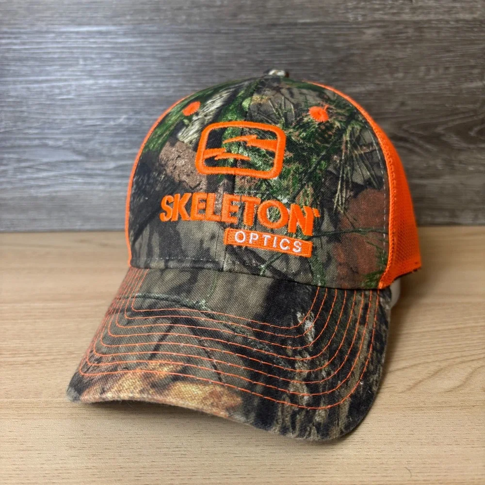 Skeleton Optics Hat Strap Back Brown Camo Camouflage Hunting Outdoors Adjustable